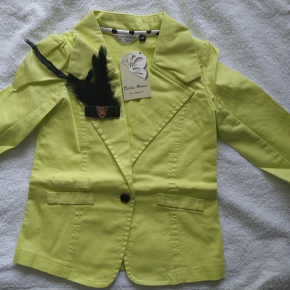 🇺🇲Yellow Polka Dot-Cuff Jacket & Lapel Clip -  - Picture 3 of 6